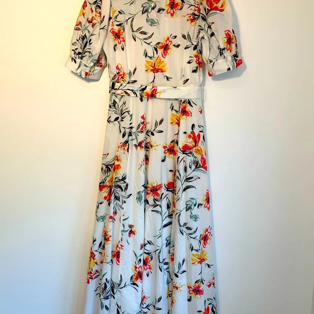 Calvin Klein Floral Sun Dress Timeless Cotton Short Sleeve  Sz 2 NEW - Picture 5 of 6